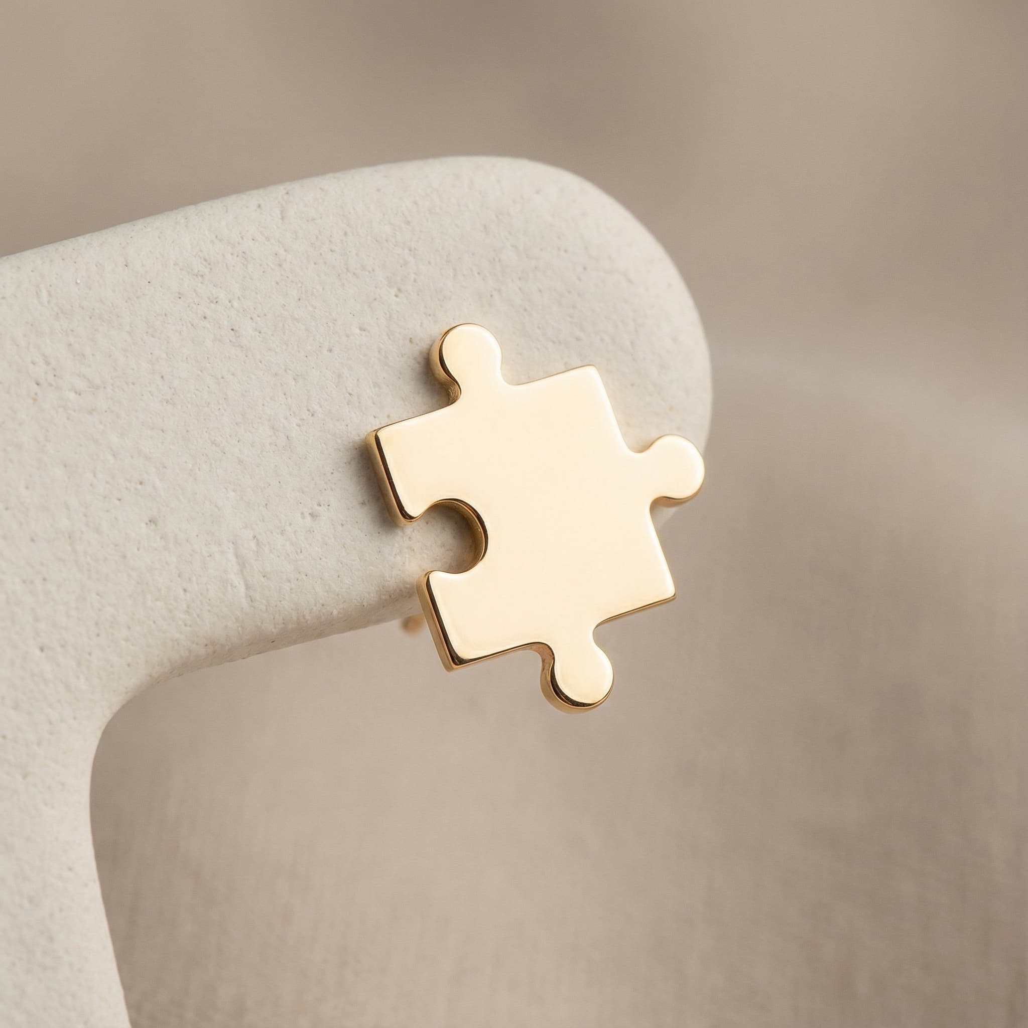 Yapboz Figürlü 925 Ayar Gümüş Küpe